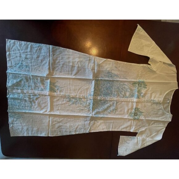 MODAPOSA Embroidered Summer Dress or Kaftan Beach Cover-Up Aqua Blue - Picture 8 of 10